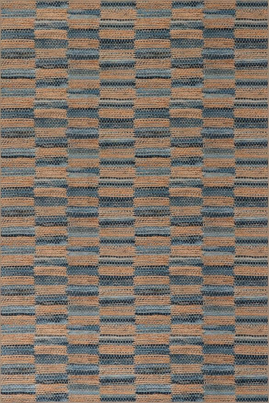 Dash & Albert Ravel Stripe Blue Machine Washable Rug, Runner-2.5 X 8 Feet, Tan/Blue Stripe Pattern