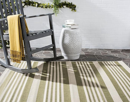 SAFAVIEH Washable Rug Outdoor Courtyard Collection - 2' x 3'7", Green & Beige, Non-Shedding & Easy Cleaning, Ideal for Patio, Front Door, Entryway, Doormat (CY6062-244)