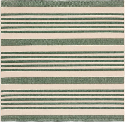 SAFAVIEH Washable Rug Outdoor Courtyard Collection - 4' Square, Beige & Dark Green, Non-Shedding & Easy Cleaning, Ideal for Patio, Backyard, Mudroom (CY6062-322)
