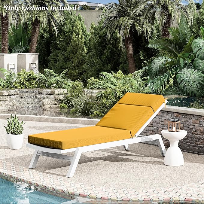 Chaise Lounge Cushion for Outdoor Furniture, Waterproof Fade and Tear Resistant Lounge Deck Chair Cushions for Patio Lawn Pool Resort Hotel