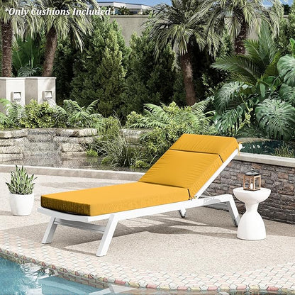 Chaise Lounge Cushion for Outdoor Furniture, Waterproof Fade and Tear Resistant Lounge Deck Chair Cushions for Patio Lawn Pool Resort Hotel