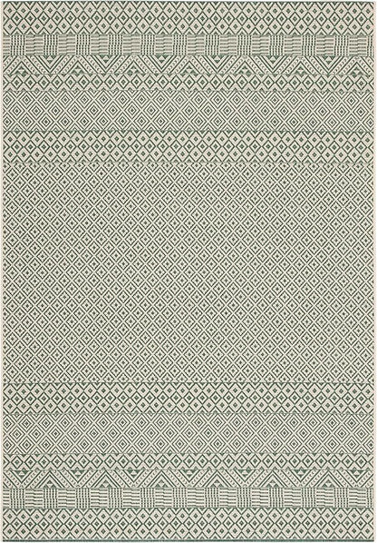 SAFAVIEH Washable Rug Outdoor Courtyard Collection - 6'7" x 9'6", Dark Green & Beige, Non-Shedding & Easy Cleaning, Ideal for Patio, Backyard, Mudroom (CY6235-32212)