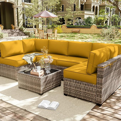 14 Pcs Outdoor Cushion Slipcovers Outdoor Patio Cushion Covers Replacement Waterproof with Zipper for Outdoor Furniture, Patio Sofa Couch 3 Sizes, Covers Only