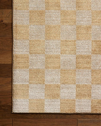 Loloi Chris Loves Julia Calvin Collection CLV-01 Apricot/Ivory 2'-3" x 3'-10" Accent Rug Checkered Neutral Soft Living Room Bedroom Carpet