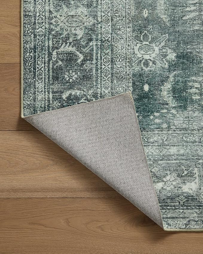 Loloi Magnolia Home by Joanna Gaines Banks Collection BAN-03 Blue/Lagoon 7'-6" x 9'-6", .13" Pile Height, Machine Washable, Area Rug