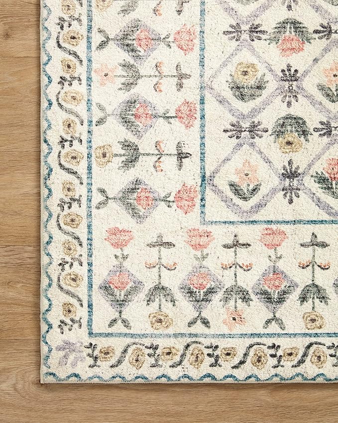 Loloi Rifle Paper Co. Eden Collection EDE-03 Lattice Ivory 2'-3" x 3'-9" Accent Rug feat. CloudPile™