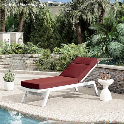 Chaise Lounge Cushion for Outdoor Furniture, Waterproof Fade and Tear Resistant Lounge Deck Chair Cushions for Patio Lawn Pool Resort Hotel