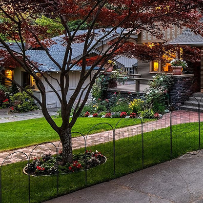 Decorative Garden Fence 30in (H) x 10ft (L), 10 Pack Rustproof Metal No Dig Fence Animal Barrier, Arched Flower Bed Edging, Wire Border Fencing Panel for Dog, Yard, Patio, Outdoor, Decor