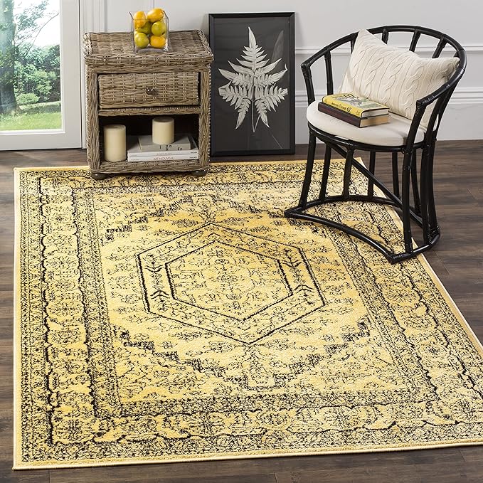 SAFAVIEH Adirondack Collection Accent Rug - 3' x 5', Gold & Black, Oriental Medallion Design, Non-Shedding & Easy Care, Ideal for High Traffic Areas in Entryway, Living Room, Bedroom (ADR108H)