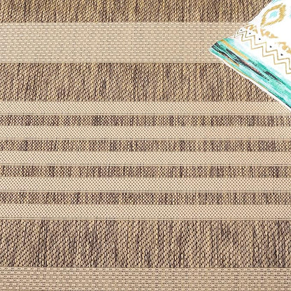 SAFAVIEH Washable Rug Outdoor Courtyard Collection - 2'3" x 22' Runner, Brown & Bone, Non-Shedding & Easy Cleaning, Ideal for Patio, Entryway, Mudroom, Hallway, Kitchen (CY6062-242)