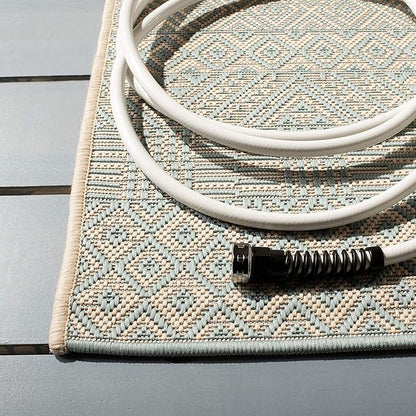 SAFAVIEH Washable Rug Outdoor Courtyard Collection - 4' x 5'7", Brown & Grey, Non-Shedding & Easy Cleaning, Ideal for Patio, Backyard, Mudroom (CY6235-07812)