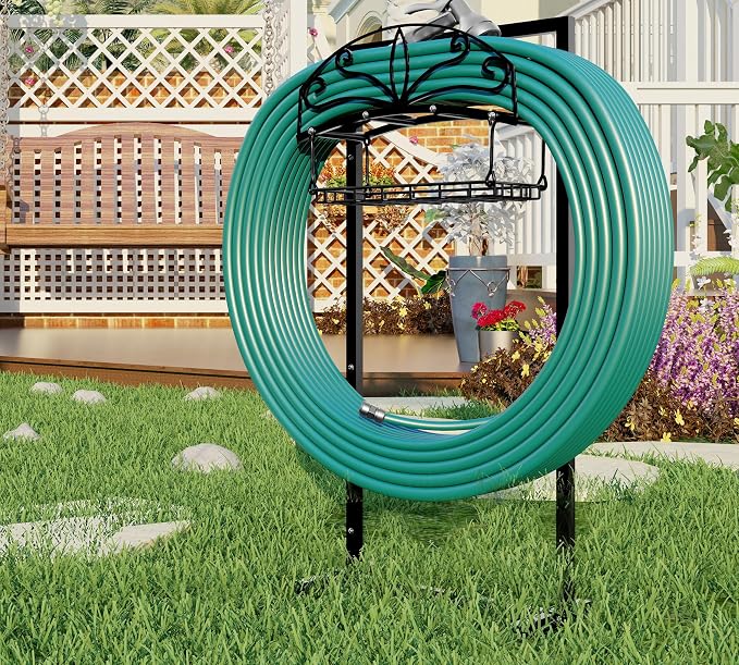 Fire Beauty Garden Hose Holder,Detachable Water Hose Reel Stand,In ground Hose Rack Organizer for Outdoor,Hose Hanger for Lawn Yard