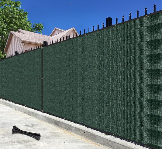 4' x 50' Green Privacy Fence Screen Net Fencing 90% Privacy Blockage Windscreen Mesh Shade Cover with Copper Grommet for Patio Backyard Garden Swimming Pool, Zip Ties Included