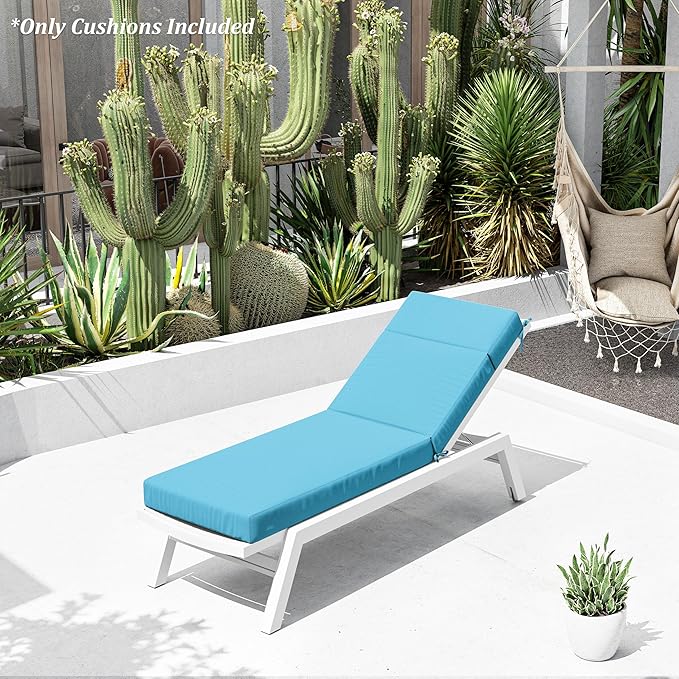 Chaise Lounge Cushion for Outdoor Furniture, Waterproof Fade and Tear Resistant Lounge Deck Chair Cushions for Patio Lawn Pool Resort Hotel