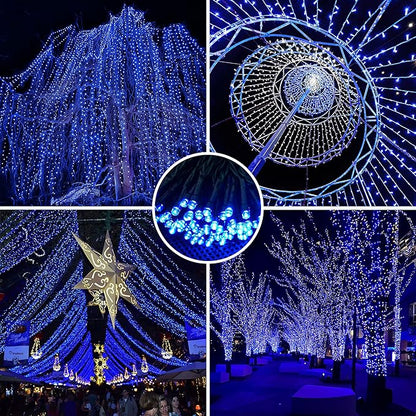 AmyHomie Blue Christmas Lights, 108Ft 300LED Halloween String Lights Outdoor Waterproof, End-to-End Indoor Fairy Decorative Lights for Wedding, Party, Christmas Decor