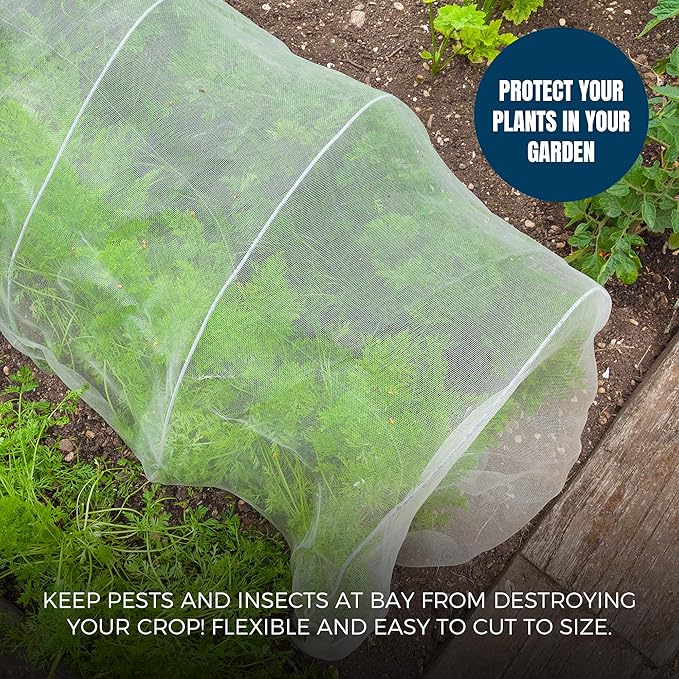 MEKKAPRO Large Garden Netting Pest Barrier, 10ft x 10ft, Mosquito Netting for Garden, Fine Mesh Insect Netting for Garden Protection from Birds and Pests, Customizable Garden Bug Netting Plant Cover