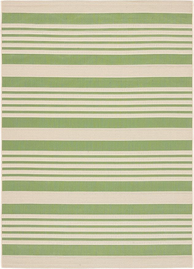 SAFAVIEH Washable Rug Outdoor Courtyard Collection - 2'7" x 5', Green & Beige, Non-Shedding & Easy Cleaning, Ideal for Patio, Backyard, Mudroom (CY6062-244)