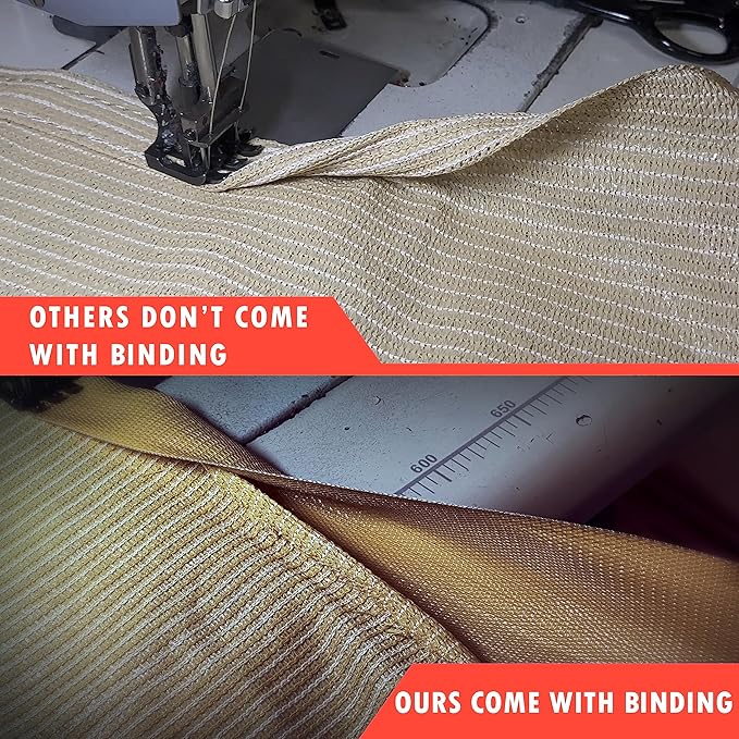 ShadeMart 95% Pergola Sun Shade 8' W x 16' L Beige Canopy Outdoor Replacement Cover with Grommets and Stainless Steel Weighted Rods for Patio, Backyards, Carport, Garden (We Make Custom Size)