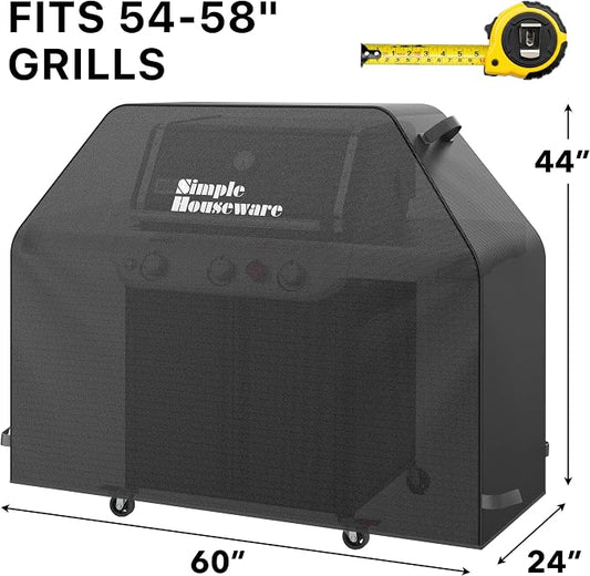 Simple Houseware 60 in. Heavy-Duty BBQ Gas Grill Cover, 600D Polyester Waterproof, Weather-Resistant