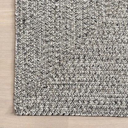 nuLOOM 2' x 10' Solid Hand Braided Indoor/Outdoor Area Rug, Pet-Friendly, High Traffic, Weather Resistant, for Patio, Balcony, Bedroom, Living, Dining Room, Wynn Salt and Pepper