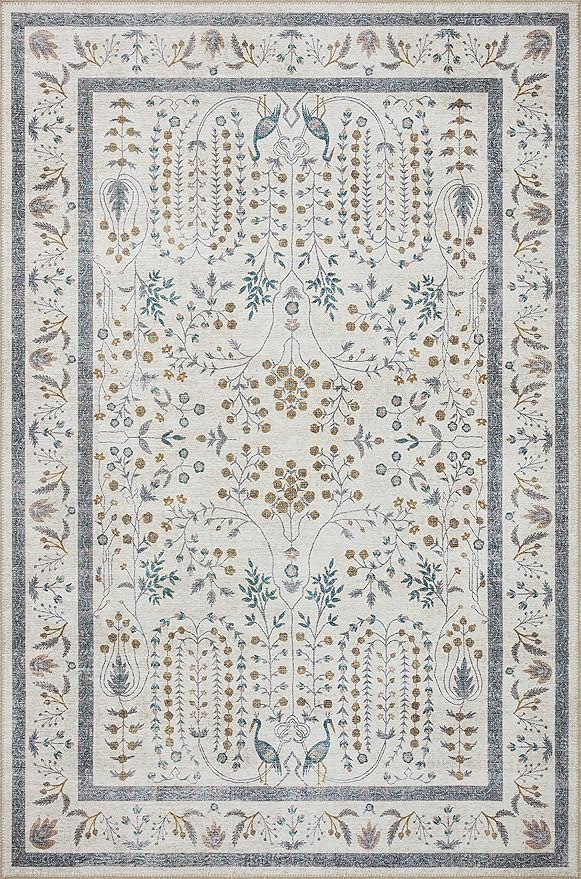 Loloi Rifle Paper Co. Maison Collection MAO-05 Wisteria Cream 3'-9" x 5'-6", .19" Pile Height, Accent Rug
