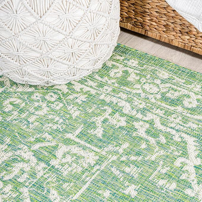 JONATHAN Y Boho Medallion Indoor Outdoor Runner Rug 2X10 Cream/Green, Malta Textured Weave for Backyard, Patio, Porch, Easy-Cleaning, High Traffic, Pet-Friendly, Non-Shedding (SMB104F-210)
