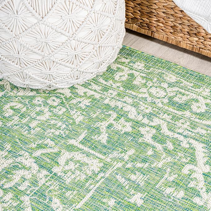 JONATHAN Y Boho Medallion Indoor Outdoor Runner Rug 2X8 Cream/Green, Malta Textured Weave for Backyard, Patio, Porch, Easy-Cleaning, High Traffic, Pet-Friendly, Non-Shedding (SMB104F-28)