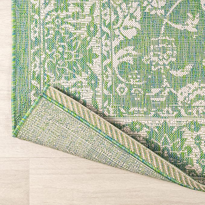 JONATHAN Y Weave Floral Indoor Outdoor Area Rug 8X10 Cream/Green, Tela Bohemian Textured for Backyard, Patio, Porch, Easy-Cleaning, High Traffic, Pet-Friendly, Non-Shedding (SMB100F-8)