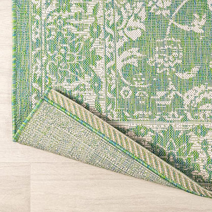JONATHAN Y Weave Floral Indoor Outdoor Area Rug 8X10 Cream/Green, Tela Bohemian Textured for Backyard, Patio, Porch, Easy-Cleaning, High Traffic, Pet-Friendly, Non-Shedding (SMB100F-8)