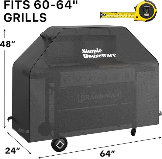 Simple Houseware 64 in. Heavy-Duty BBQ Gas Grill Cover, 600D Polyester Waterproof, Weather-Resistant