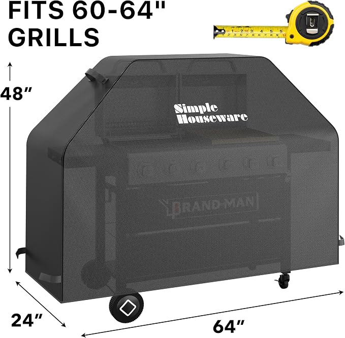 Simple Houseware 64 in. Heavy-Duty BBQ Gas Grill Cover, 600D Polyester Waterproof, Weather-Resistant