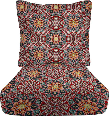 RSH DECOR Deep Seating Cushion with Pillow Back | 23.5” x 25” Seat | Water and Fade-Resistant Spun Fabric | Outdoor Chair Cushion Set for Patio Furniture | Medlo Sonoma