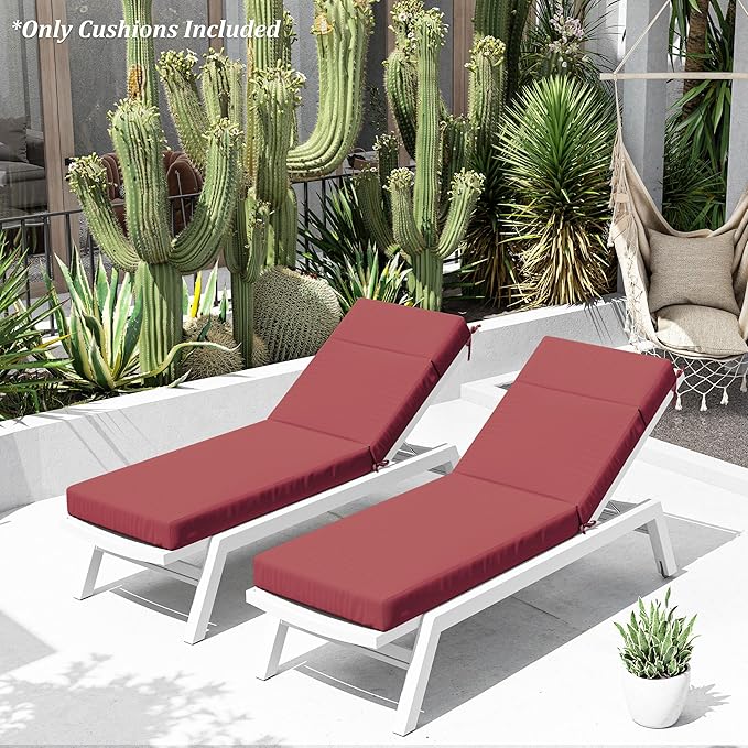 Chaise Lounge Cushion for Outdoor Furniture, Waterproof Fade and Tear Resistant Lounge Deck Chair Cushions for Patio Lawn Pool Resort Hotel