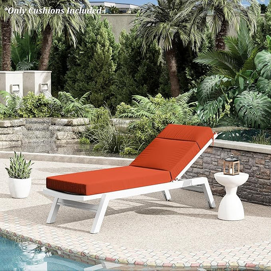 Chaise Lounge Cushion for Outdoor Furniture, Waterproof Fade and Tear Resistant Lounge Deck Chair Cushions for Patio Lawn Pool Resort Hotel