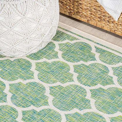 JONATHAN Y Moroccan Trellis Indoor Outdoor Runner Rug 2X10 Cream/Green, Trebol Textured Weave for Backyard, Patio, Porch, Easy-Cleaning, High Traffic, Pet-Friendly, Non-Shedding (SMB109I-210)