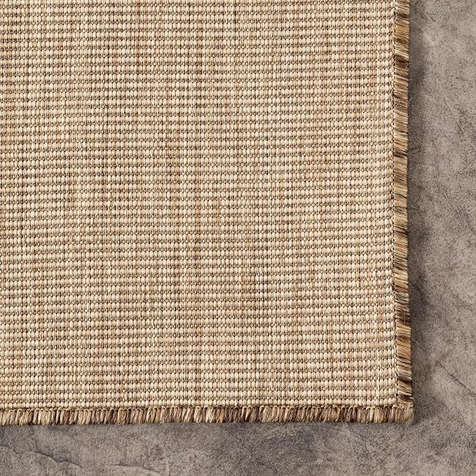 nuLOOM Outdoor Performance Collection Nakia Brown/Ivory, 9'6" x 12', Soft, High Traffic, Stain Resistant, Easy Clean, Durable Area Rug for Indoor/Outdoor Patio, Deck, Porch, Garden, Courtyard