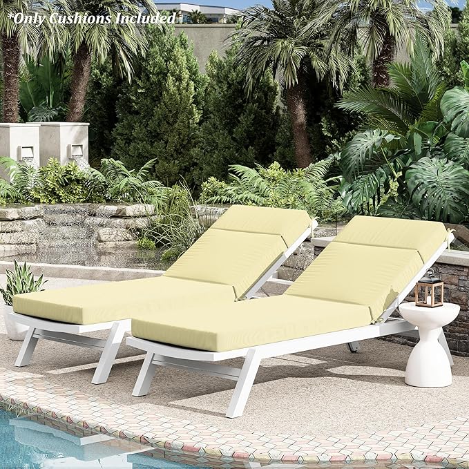 Chaise Lounge Cushion for Outdoor Furniture, Waterproof Fade and Tear Resistant Lounge Deck Chair Cushions for Patio Lawn Pool Resort Hotel