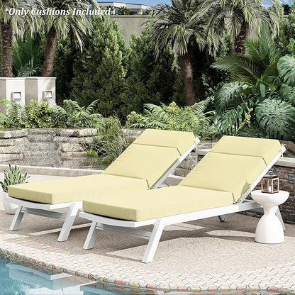 Chaise Lounge Cushion for Outdoor Furniture, Waterproof Fade and Tear Resistant Lounge Deck Chair Cushions for Patio Lawn Pool Resort Hotel