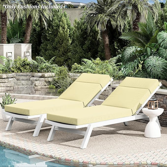 Chaise Lounge Cushion for Outdoor Furniture, Waterproof Fade and Tear Resistant Lounge Deck Chair Cushions for Patio Lawn Pool Resort Hotel