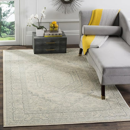 SAFAVIEH Adirondack Collection Accent Rug - 4' x 6', Ivory & Slate, Oriental Medallion Design, Non-Shedding & Easy Care, Ideal for High Traffic Areas in Entryway, Living Room, Bedroom (ADR108S)