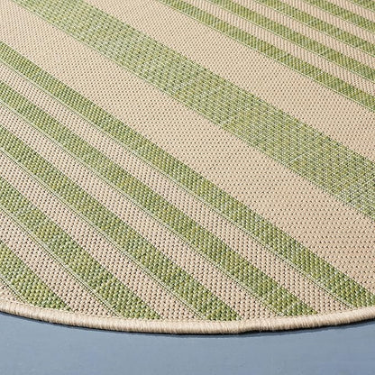 SAFAVIEH Washable Rug Outdoor Courtyard Collection - 5'3" Round, Beige & Sweet Pea, Non-Shedding & Easy Cleaning, Ideal for Patio, Backyard, Mudroom (CY6062-218)