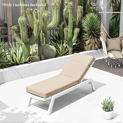 Chaise Lounge Cushion for Outdoor Furniture, Waterproof Fade and Tear Resistant Lounge Deck Chair Cushions for Patio Lawn Pool Resort Hotel