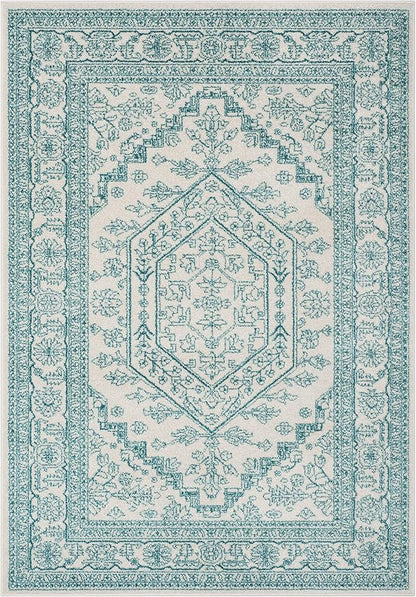 SAFAVIEH Adirondack Collection Accent Rug - 4' x 6', Ivory & Teal, Oriental Medallion Design, Non-Shedding & Easy Care, Ideal for High Traffic Areas in Entryway, Living Room, Bedroom (ADR108G)