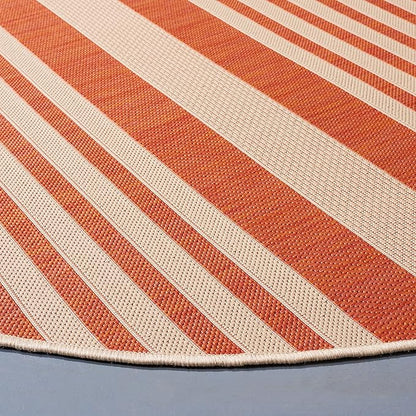 SAFAVIEH Washable Rug Outdoor Courtyard Collection - 7'10" Round, Terracotta & Beige, Non-Shedding & Easy Cleaning, Ideal for Patio, Backyard, Mudroom (CY6062-241)