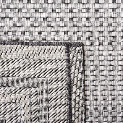 SAFAVIEH Washable Rug Outdoor Courtyard Collection - 9' Square, Light Grey & Black, Non-Shedding & Easy Cleaning, Ideal for Patio, Backyard, Mudroom (CY8475-37612)