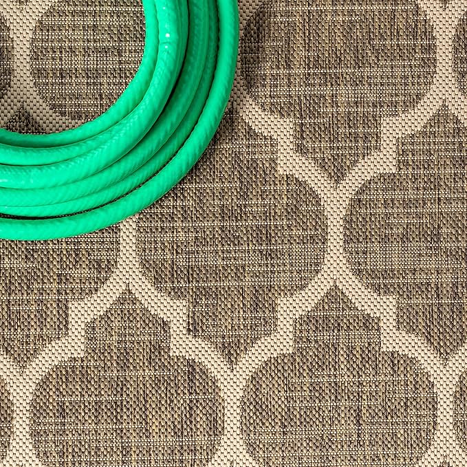 JONATHAN Y Moroccan Trellis Indoor Outdoor Runner Rug 2X14 Brown/Beige, Trebol Textured Weave for Backyard, Patio, Porch, Easy-Cleaning, High Traffic, Pet-Friendly, Non-Shedding (SMB109A-214)