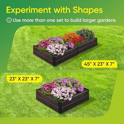 Raised Garden Bed Made of 100% Recycled Plastic Panels | Garden Boxes with Legs or Without | Holding 4 cu ft of Soil |by D.F. Omer