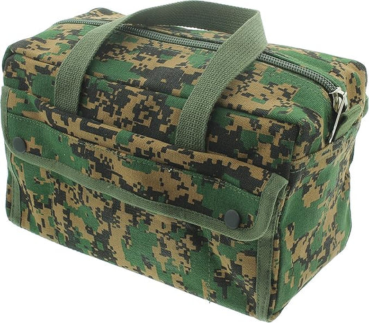 ARMYU Heavy Duty Small Tool Bag Tactical Cotton Canvas Mechanics Bag, 11" x 7" x 6", Woodland Digital Camo