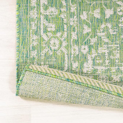 JONATHAN Y Boho Medallion Indoor Outdoor Area Rug 5X8 Cream/Green, Malta Textured Weave for Backyard, Patio, Porch, Easy-Cleaning, High Traffic, Pet-Friendly, Non-Shedding (SMB104F-5)