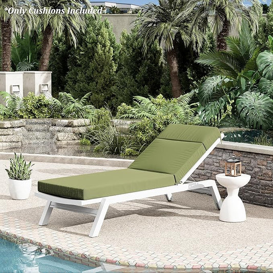 Chaise Lounge Cushion for Outdoor Furniture, Waterproof Fade and Tear Resistant Lounge Deck Chair Cushions for Patio Lawn Pool Resort Hotel